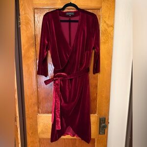 Eloquii Red Velvet Wrap Dress (sz 14)